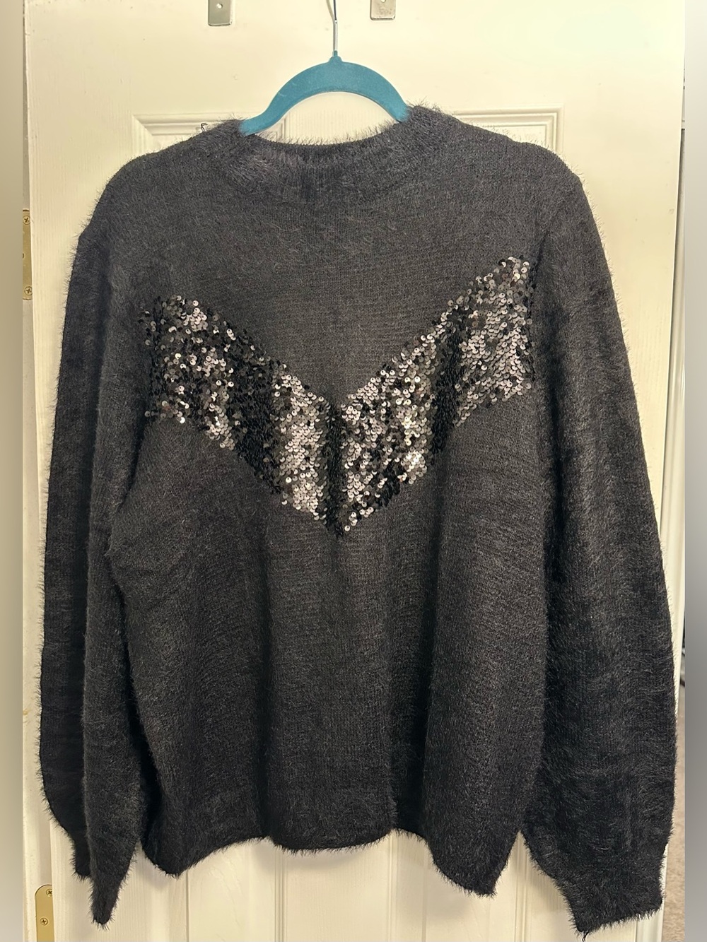 🖤🔥NWT Cara Santana x Nine West Fuzzy Sequin Embellished Sweater XXL